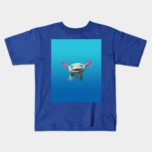 Axolot Smiling Swimming in Caribbean Blue Water Kids T-Shirt